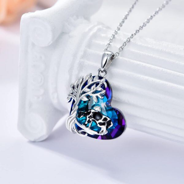 Sterling Silver Tree Of Life Cow Heart Necklace-1