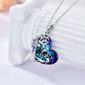 wholesale 925 Sterling Silver Blue Crystal Cow Pendant Tree of Life Necklace s for Women-0-1