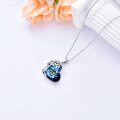 wholesale 925 Sterling Silver Blue Crystal Cow Pendant Tree of Life Necklace s for Women-0-2