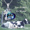 wholesale 925 Sterling Silver Blue Crystal Cow Pendant Tree of Life Necklace s for Women-0-3