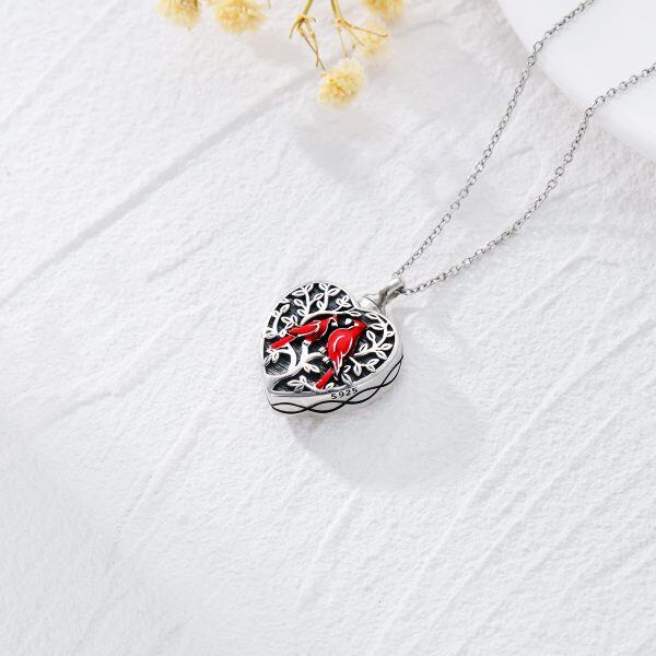 Sterling Silver Cardinal Heart Necklace-2