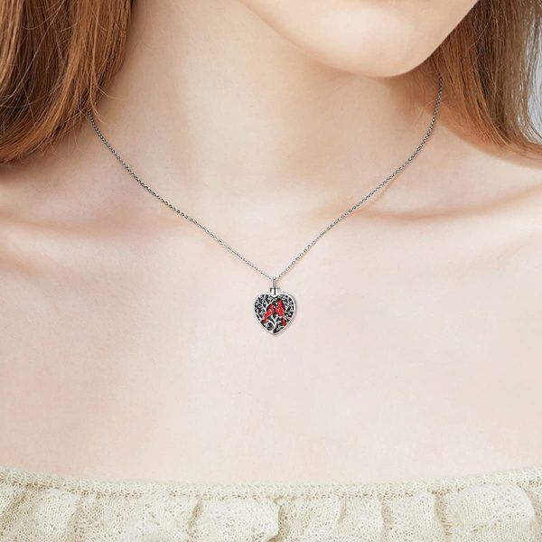 Sterling Silver Cardinal Heart Necklace-5