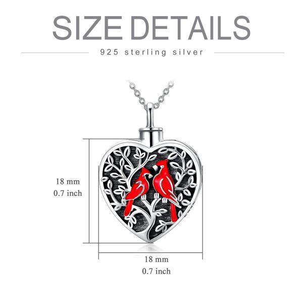 Sterling Silver Cardinal Heart Necklace-6