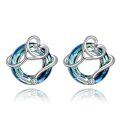 wholesale 925 Sterling Silver Heart-Shaped Blue Crystal Stud Earrings for Women-0-0