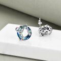 wholesale 925 Sterling Silver Heart-Shaped Blue Crystal Stud Earrings for Women-0-1