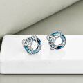 wholesale 925 Sterling Silver Heart-Shaped Blue Crystal Stud Earrings for Women-0-2