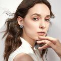 wholesale 925 Sterling Silver Heart-Shaped Blue Crystal Stud Earrings for Women-0-5