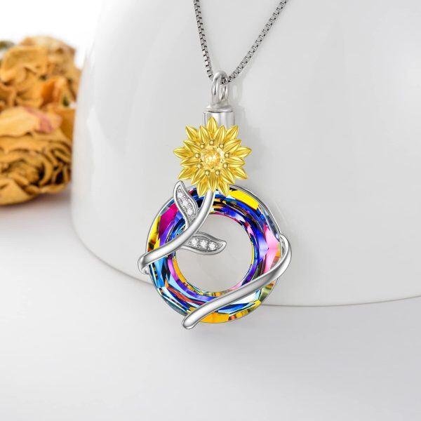 Sterling Silver Sunflower Urn Necklace-2