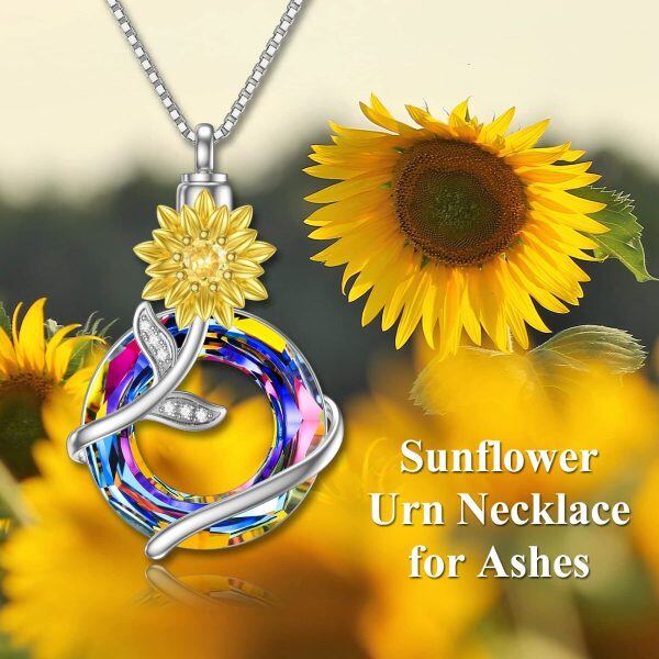 Sterling Silver Sunflower Urn Necklace-3