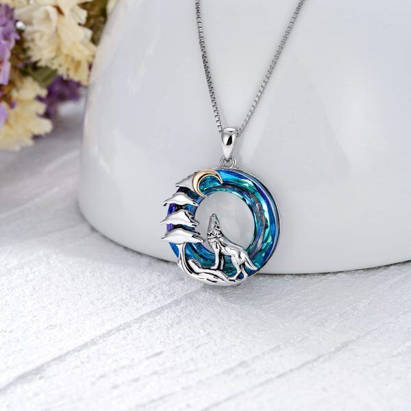 Sterling Silver Wolf Moon Necklace-1