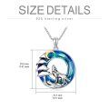 wholesale 925 Sterling Silver Blue Crystal Wolf Moon Pendant Necklace for Women-0-4