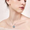 wholesale 925 Sterling Silver Blue Crystal Wolf Moon Pendant Necklace for Women-0-5