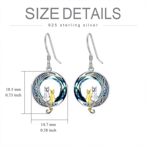 Sterling Silver Cat Moon Earrings-3