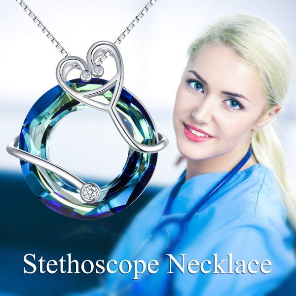 Sterling Silver Stethoscope Necklace-4