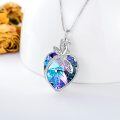 wholesale 925 Sterling Silver Purple Blue Crystal Butterfly Heart Locket Necklace for Women-0-1