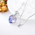 wholesale 925 Sterling Silver Purple Blue Crystal Butterfly Heart Locket Necklace for Women-0-2