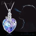 wholesale 925 Sterling Silver Purple Blue Crystal Butterfly Heart Locket Necklace for Women-0-3