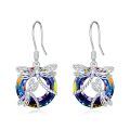 wholesale 925 Sterling Silver Rainbow Crystal Dragonfly Dangle Drop Earrings for Women -0-0