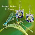 wholesale 925 Sterling Silver Rainbow Crystal Dragonfly Dangle Drop Earrings for Women -0-3