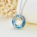 wholesale 925 Sterling Silver Blue Crystal Tree of Life with Bees Pendant Necklace for Women-0-3