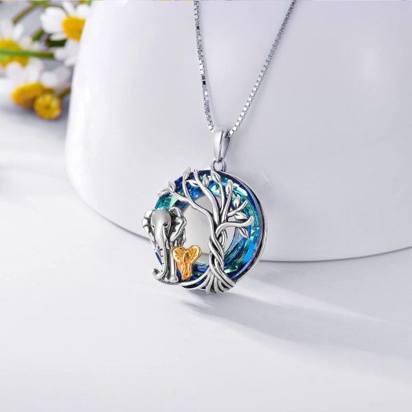 Sterling Silver Tree Of Life Elephant Necklace-1