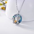 wholesale 925 Sterling Silver Blue Crystal Elephant Family Pendant with Gold Plated Baby Elephants and Tree of Life Design Necklace for Women Girls Mothers Day Gift-0-1
