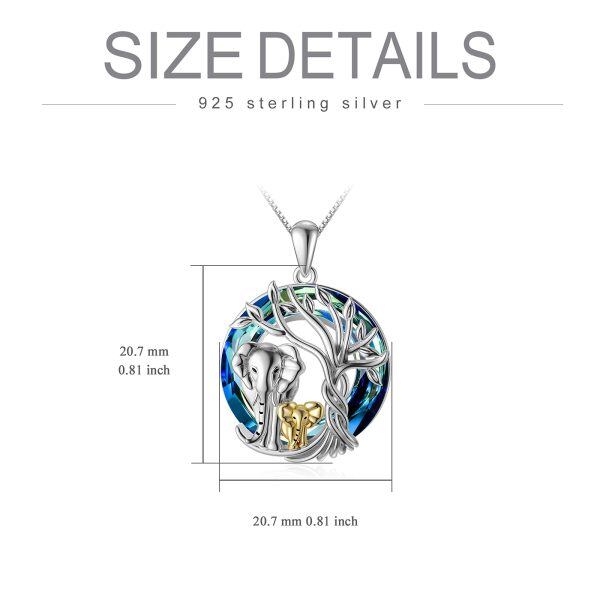 Sterling Silver Tree Of Life Elephant Necklace-3