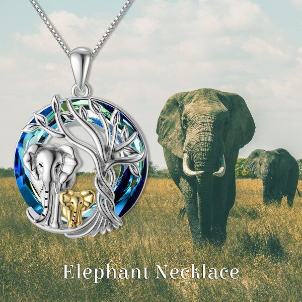 Sterling Silver Tree Of Life Elephant Necklace-4