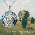 wholesale 925 Sterling Silver Blue Crystal Elephant Family Pendant with Gold Plated Baby Elephants and Tree of Life Design Necklace for Women Girls Mothers Day Gift-0-4