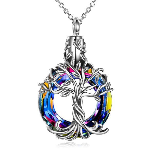 Sterling Silver Tree Of Life Urn Necklace-0