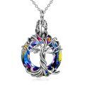 wholesale 925 Sterling Silver Rainbow Crystal Tree of Life Cremation Jewelry Pendant Necklace-0-0