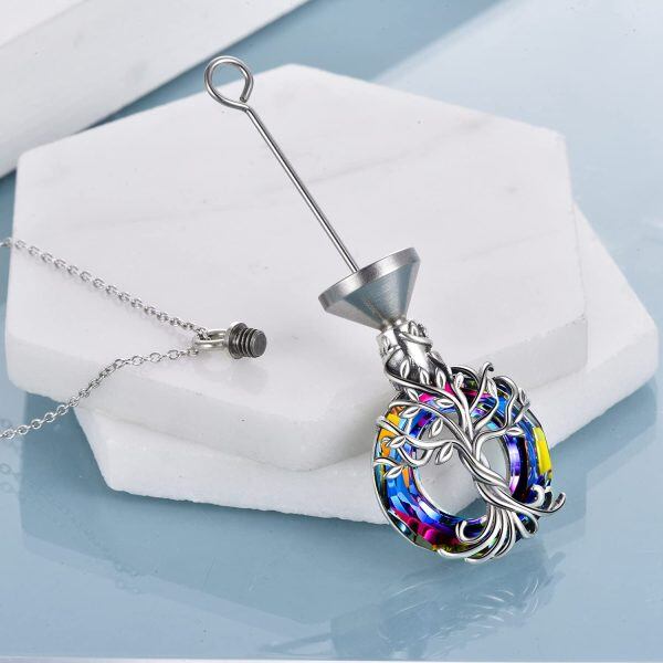 Sterling Silver Tree Of Life Urn Necklace-1