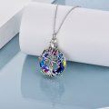 wholesale 925 Sterling Silver Rainbow Crystal Tree of Life Cremation Jewelry Pendant Necklace-0-2