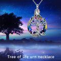wholesale 925 Sterling Silver Rainbow Crystal Tree of Life Cremation Jewelry Pendant Necklace-0-4