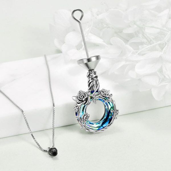 Sterling Silver Rose Necklace-3