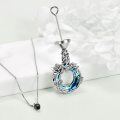 wholesale 925 Sterling Silver Blue Crystal Rose Pendant Cremation Jewelry Urn Necklace-0-3