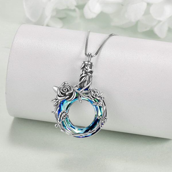 Sterling Silver Rose Necklace-4