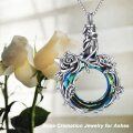 wholesale 925 Sterling Silver Blue Crystal Rose Pendant Cremation Jewelry Urn Necklace-0-5
