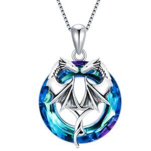 Sterling Silver Dragon Pendant Necklace-0