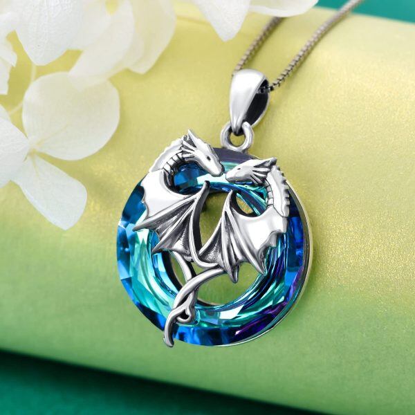 Sterling Silver Dragon Pendant Necklace-1