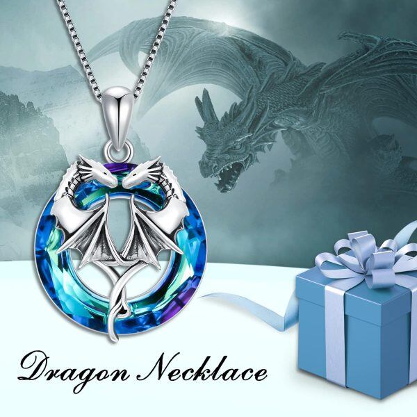 Sterling Silver Dragon Pendant Necklace-3