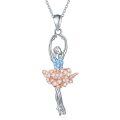 wholesale 925 Sterling Silver Blue Crystal Ballet Dancer Girl's Birthday Gift Necklace-0-0