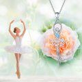 wholesale 925 Sterling Silver Blue Crystal Ballet Dancer Girl's Birthday Gift Necklace-0-3