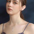 wholesale 925 Sterling Silver Blue Crystal Ballet Dancer Girl's Birthday Gift Necklace-0-5
