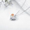 wholesale Sterling Silver Crystal Rose Flower Birthstone Necklace I Love You Pendant Gift for Her - Two Tone-0-2