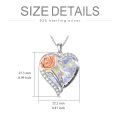 wholesale Sterling Silver Crystal Rose Flower Birthstone Necklace I Love You Pendant Gift for Her - Two Tone-0-4
