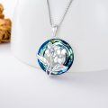 wholesale 925 Sterling Silver Blue Crystal Birth Flower Necklace for Women - 12 Month Floral Pendant Birthday Gift-0-1