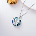 wholesale 925 Sterling Silver Blue Crystal Birth Flower Necklace for Women - 12 Month Floral Pendant Birthday Gift-0-2