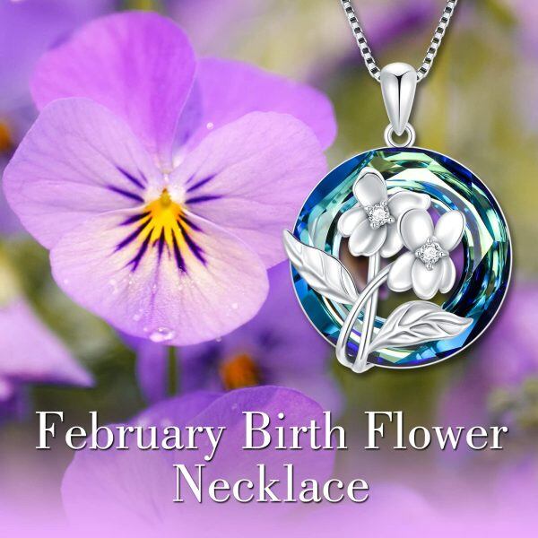 Sterling Silver Birth Flower Necklace-3