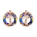 wholesale 925 Sterling Silver Rainbow Crystal Tree of Life Stud Earrings for Women-0-0